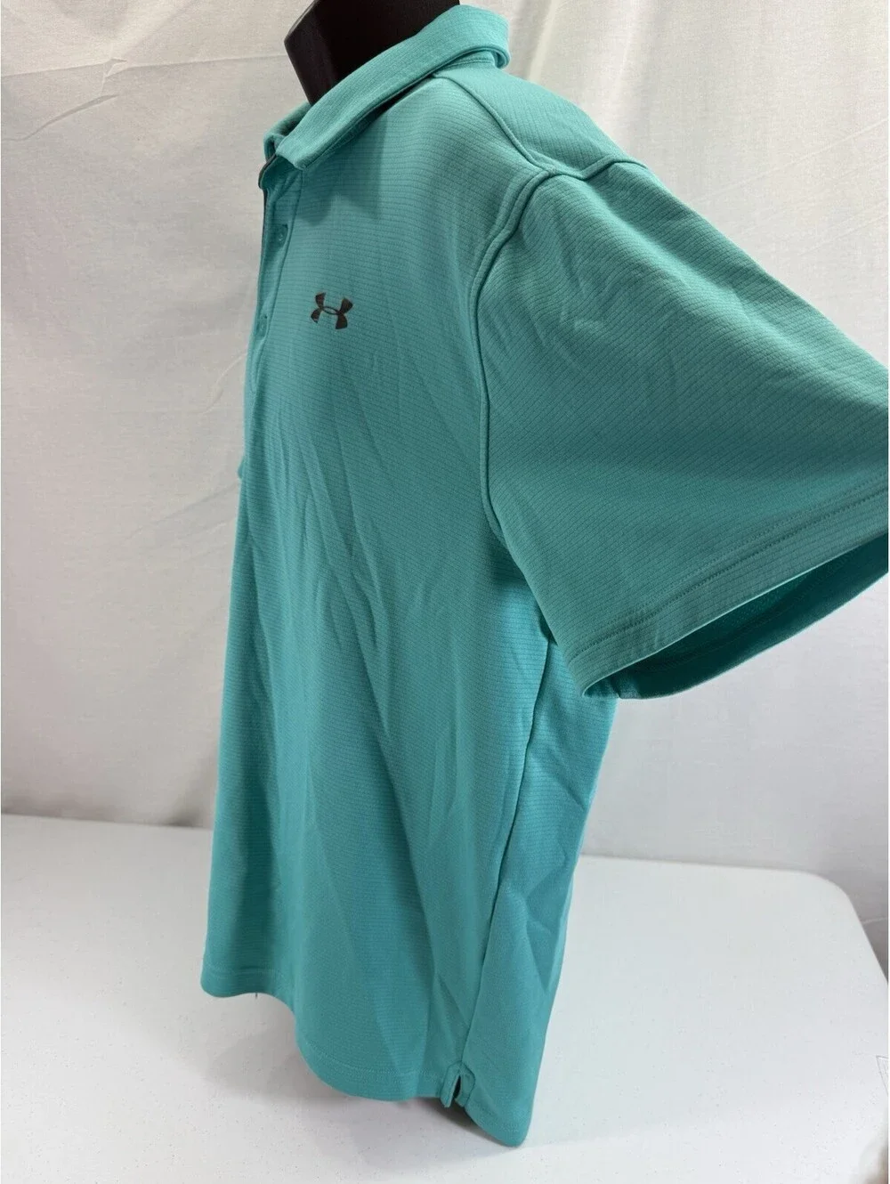 Under Armour Polo Shirt Mens XL Aqua Teal Solid Athletic Golf Heat Gear Loose
